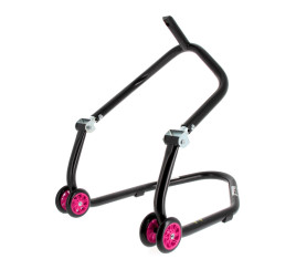 Béquille avant sous té BIHR Home Track noir mat roues rose