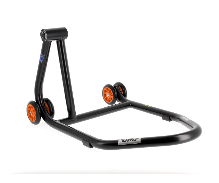 Béquille monobras gauche BIHR Home Track noir mat roues orange - 3032139