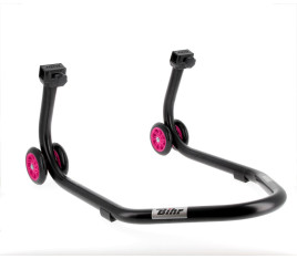 Béquille arrière BIHR Home Track supports en "V" noir mat roues rose - 3032138