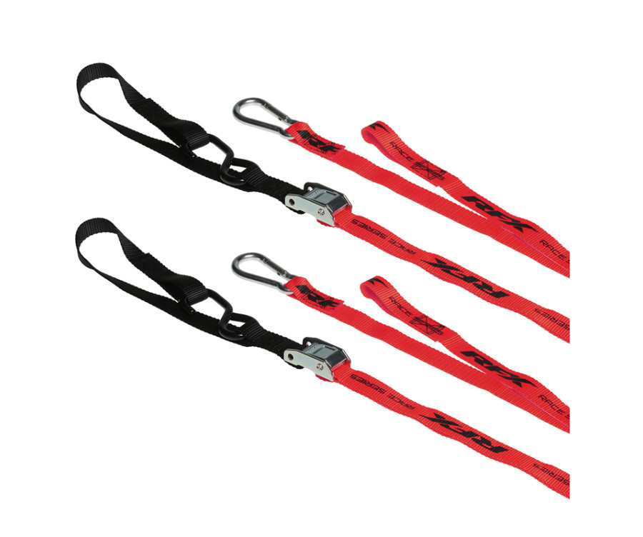 Sangles d'arrimage RFX série 1.0 Race (Rouge/Noir) avec boucle supplémentaire et clip mousqueton - 1110916007