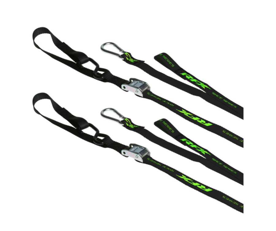 Sangles d'arrimage RFX série 1.0 Race (Noir/Haute visibilité) avec boucle supplémentaire et clip mousqueton - 1110916005