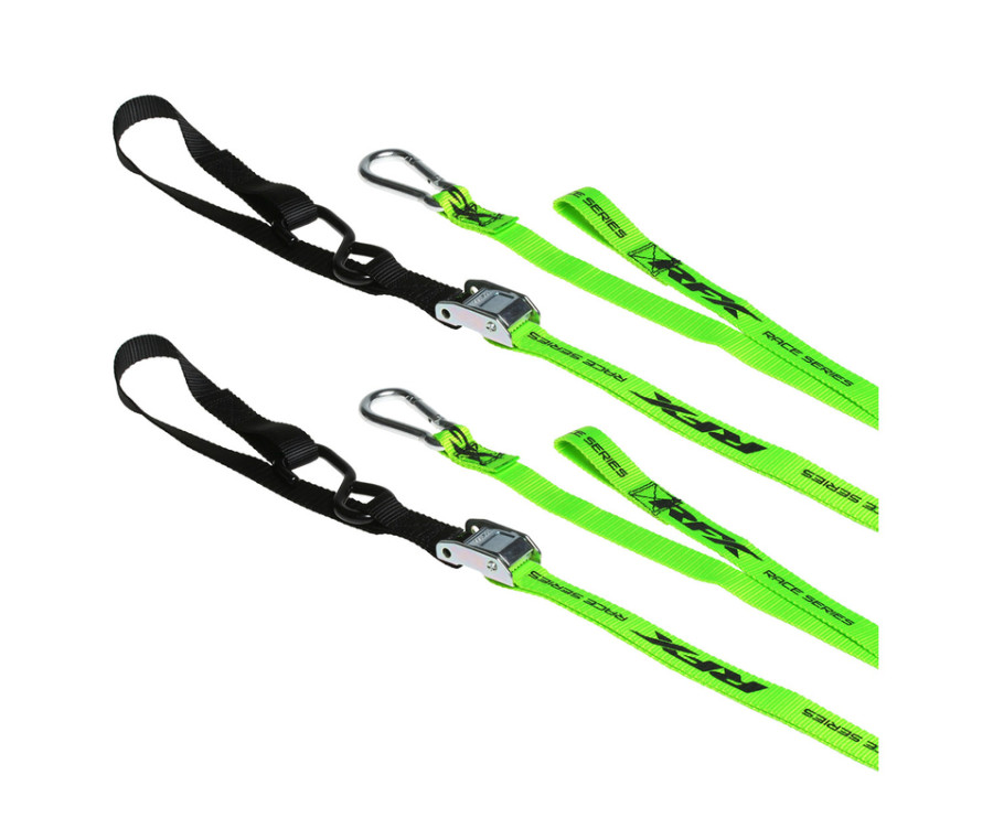 Sangles d'arrimage RFX série 1.0 Race(Haute visibilité/Noir) avec boucle supplémentaire et clip mousqueton - 1110916004