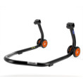Béquille arrière BIHR Home Track supports en "V" noir mat roues orange Béquille arrière BIHR Home Track supports en "V" noir mat roues orange