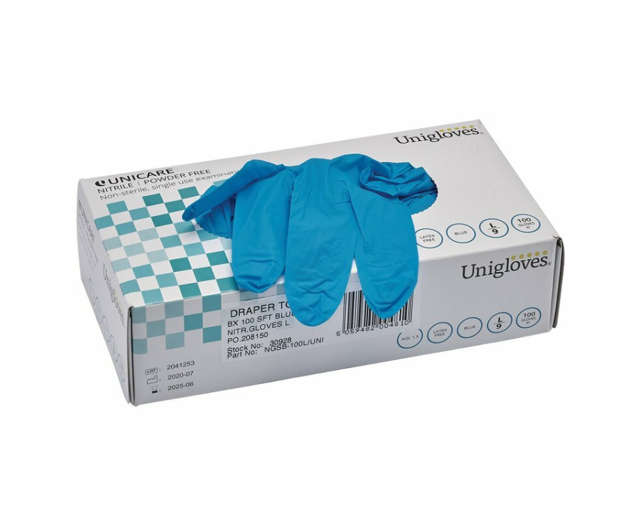 Gants nitrile d’atelier DRAPER bleu (100 pièces) - 1093359
