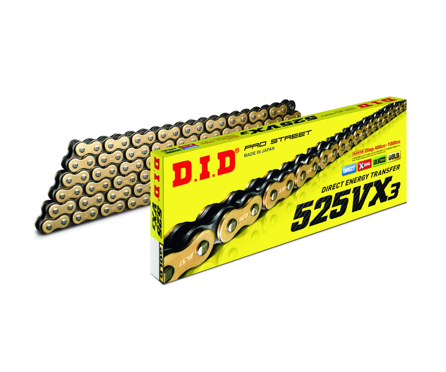 Chaîne de transmission D.I.D 525VX3 X-Ring 525 Chaîne de transmission D.I.D 525VX3 X-Ring 525
