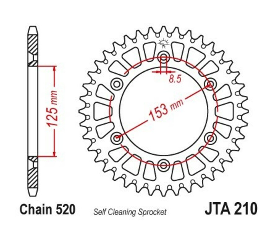 Couronne JT SPROCKETS aluminium ultra-light anti-boue 210 - 520 - 1096566001