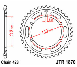 Couronne JT SPROCKETS acier standard 1870 - 428 - 1074965002