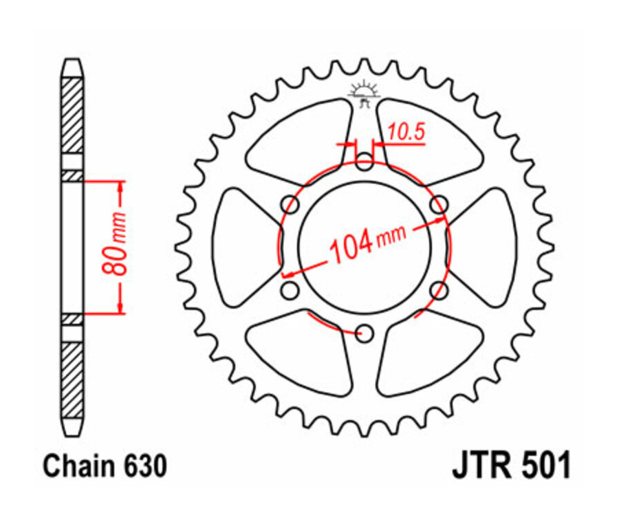 Couronne JT SPROCKETS acier standard 501 - 630 - 1075073002