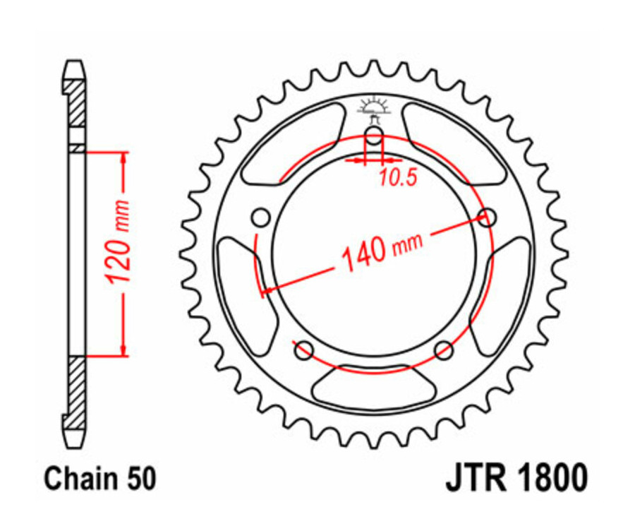 Couronne JT SPROCKETS acier standard 1800 - 530 - 1075506005