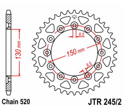 Couronne JT SPROCKETS acier standard 245/2 - 520 - 1075002008