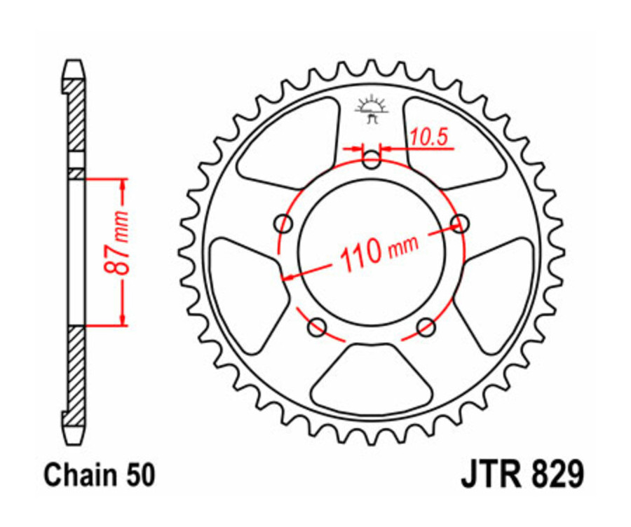 Couronne JT SPROCKETS acier standard 829 - 530 Couronne JT SPROCKETS acier standard 829 - 530