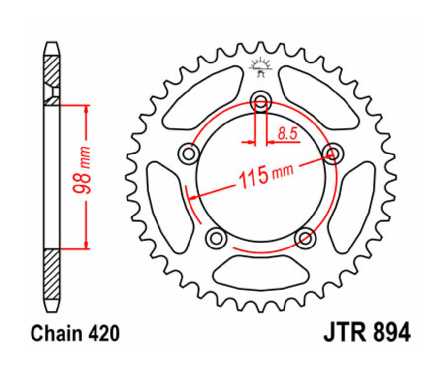 Couronne JT SPROCKETS acier standard 894 - 420 - 1075177003