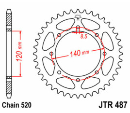 Couronne JT SPROCKETS acier standard 487 - 520 - 1075514003