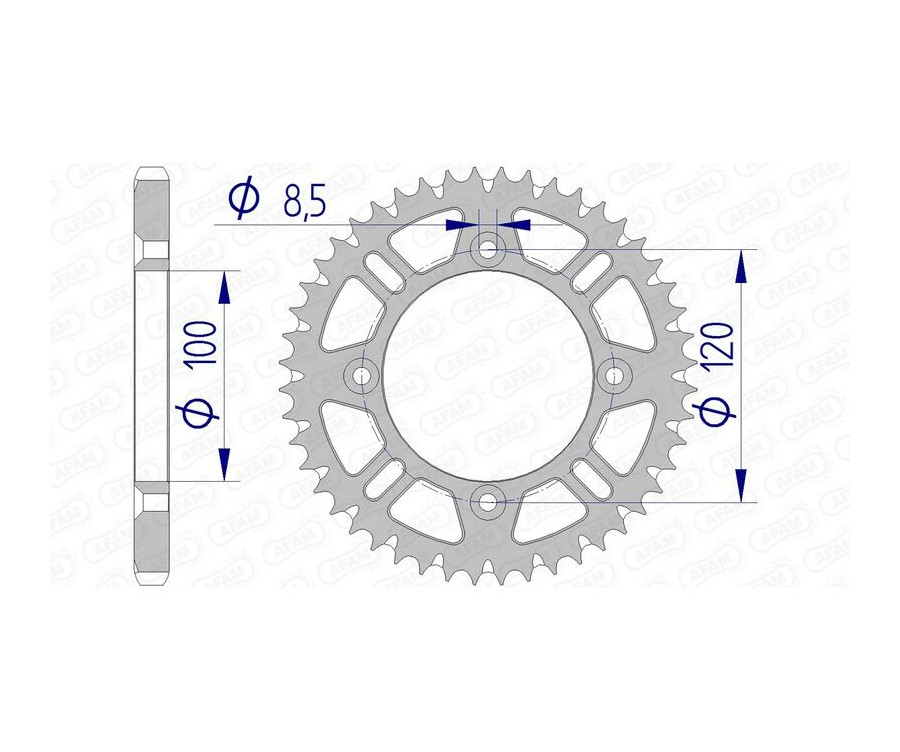 Couronne AFAM aluminium Ultra-Light anti-boue 15104 - 428 - 1074532001
