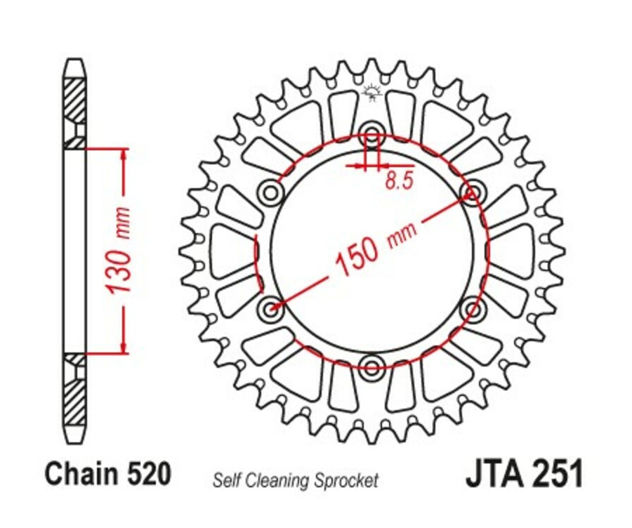 Couronne JT SPROCKETS aluminium ultra-light 251 - 520 Couronne JT SPROCKETS aluminium ultra-light 251 - 520
