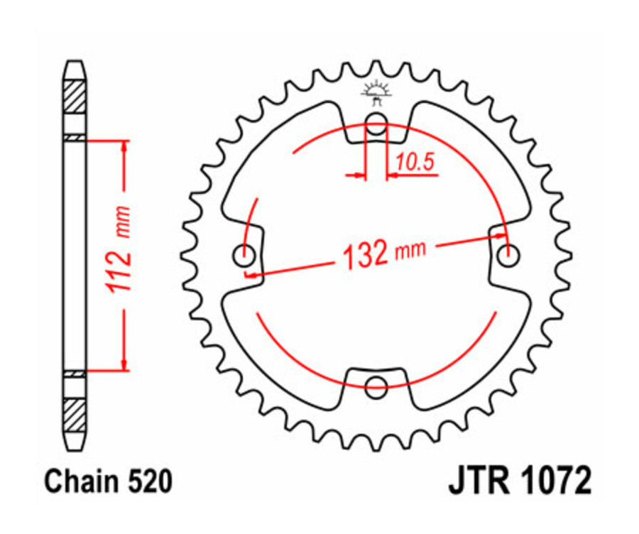 Couronne JT SPROCKETS acier standard 1072 - 520 - 1074865001