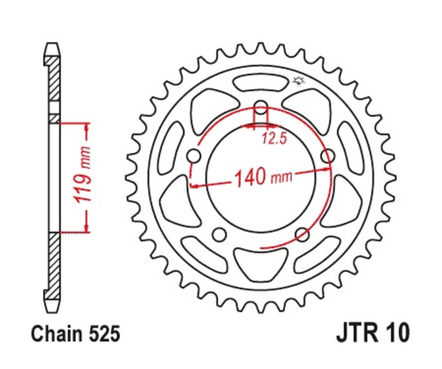 Couronne JT SPROCKETS acier standard 10 - 525 - 1074858001