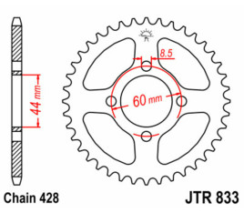 Couronne JT SPROCKETS acier standard 833 - 428