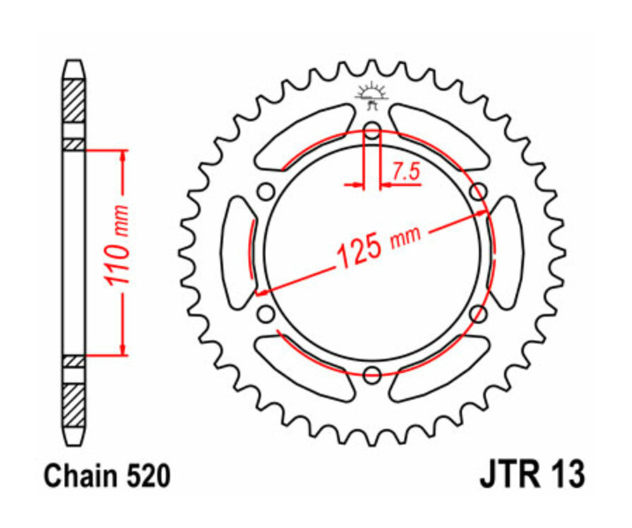 Couronne JT SPROCKETS acier standard 13 - 520 - 1074893004