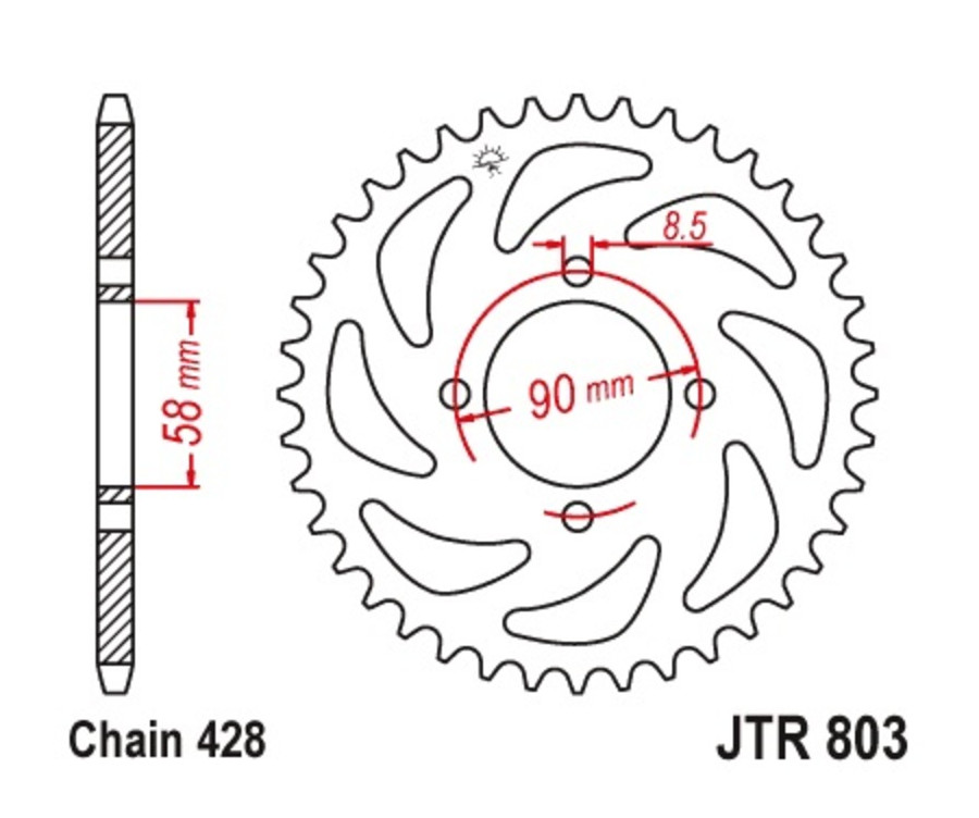 Couronne JT SPROCKETS acier ultra-light anti-boue anodisé dur 803 - 428 - 1096596001