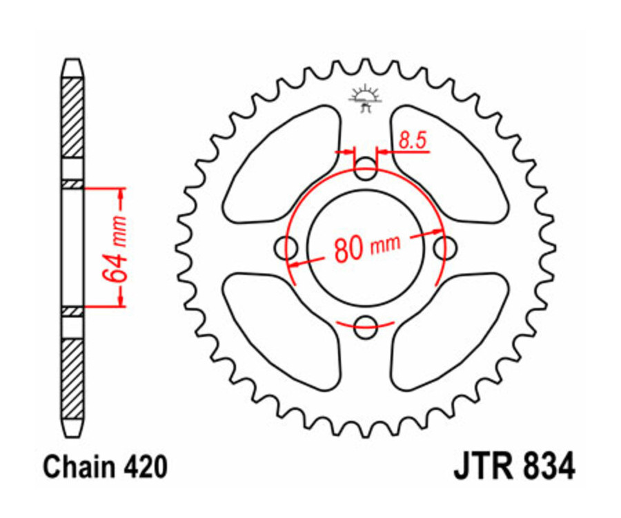 Couronne JT SPROCKETS acier standard 834 - 420 - 1075146003