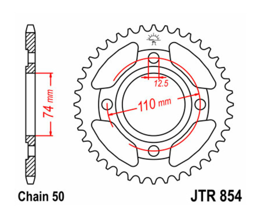 Couronne JT SPROCKETS acier standard 854 - 530 Couronne JT SPROCKETS acier standard 854 - 530