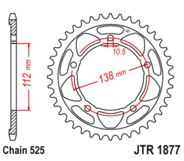 Couronne JT SPROCKET acier standard 1877 - 525 - 1119318001