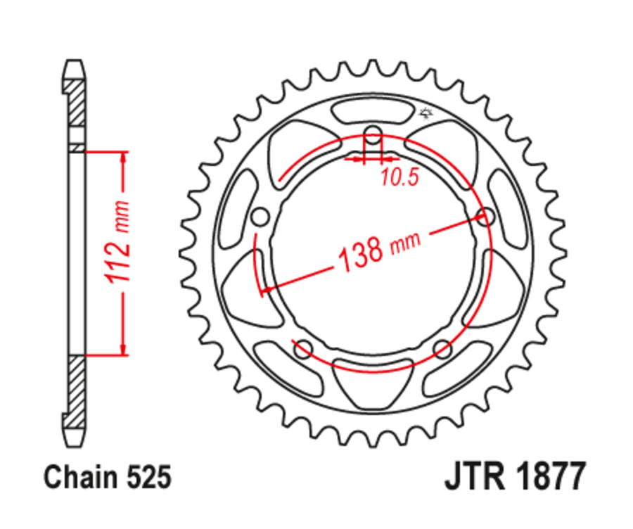 Couronne JT SPROCKET acier standard 1877 - 525 - 1119318001