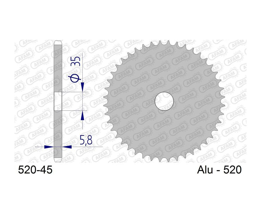 Couronne AFAM aluminium ultra-light anodisé dur 17404 - 520 - 1096618003