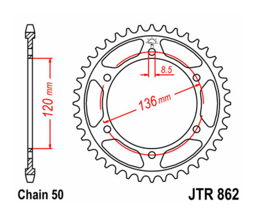 Couronne JT SPROCKETS acier standard 862 - 530 - 1075171001