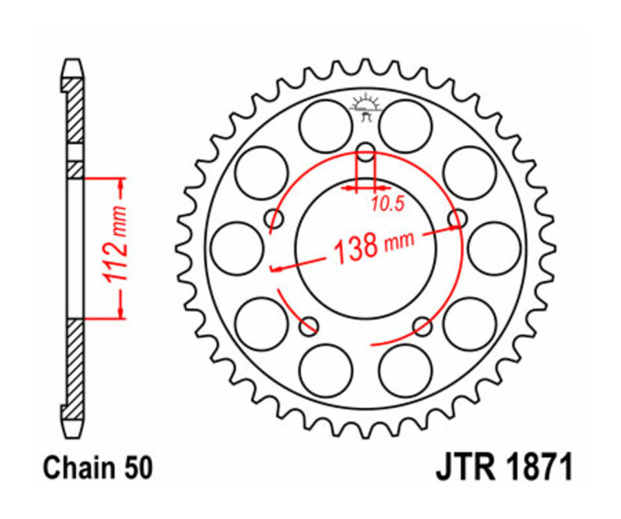 Couronne JT SPROCKETS acier standard 1871 - 530 - 1074966001