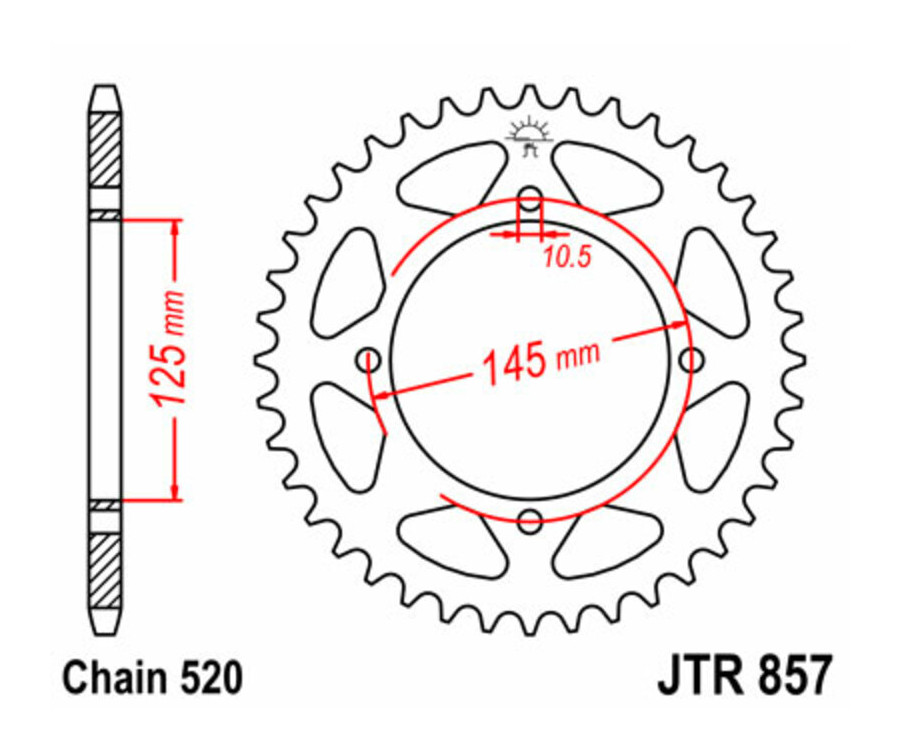 Couronne JT SPROCKETS acier standard 857 - 520 - 1075522005