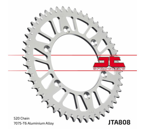 Couronne JT SPROCKETS aluminium ultra-light anti-boue 808 - 520