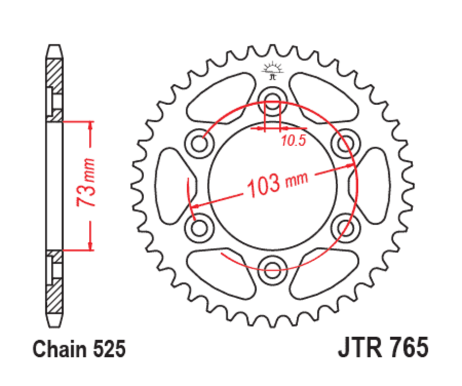 Couronne JT SPROCKETS acier standard 765 - 525 - 1126653002