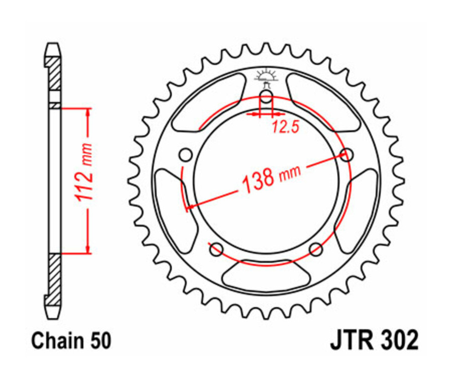 Couronne JT SPROCKETS acier standard 302 - 530 Couronne JT SPROCKETS acier standard 302 - 530