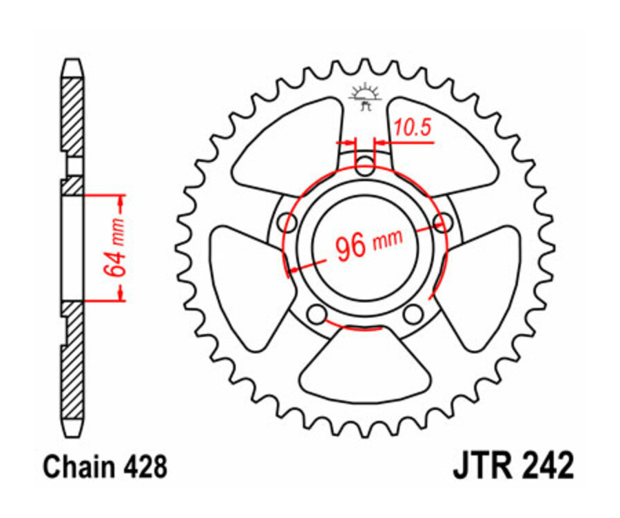 Couronne JT SPROCKETS acier standard 242 - 428 - 1075000001