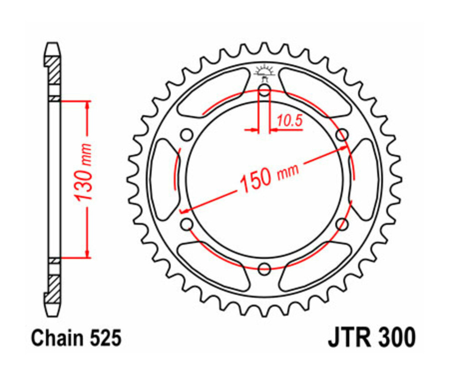 Couronne JT SPROCKETS acier standard 300 - 525 - 1075509004