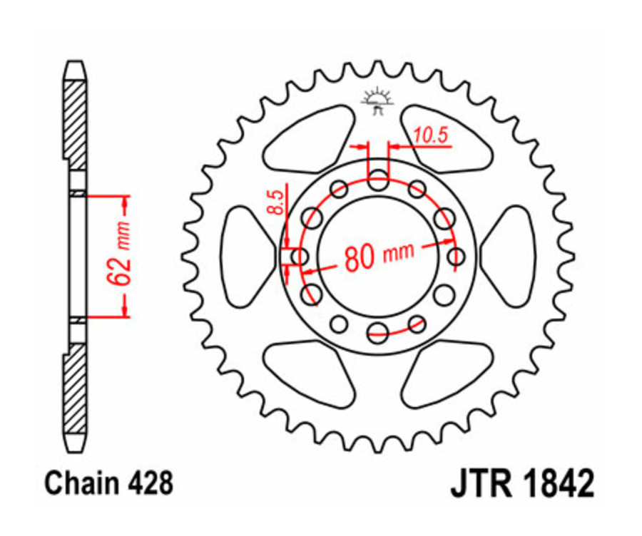 Couronne JT SPROCKETS acier standard 1842 - 428 - 1074957008