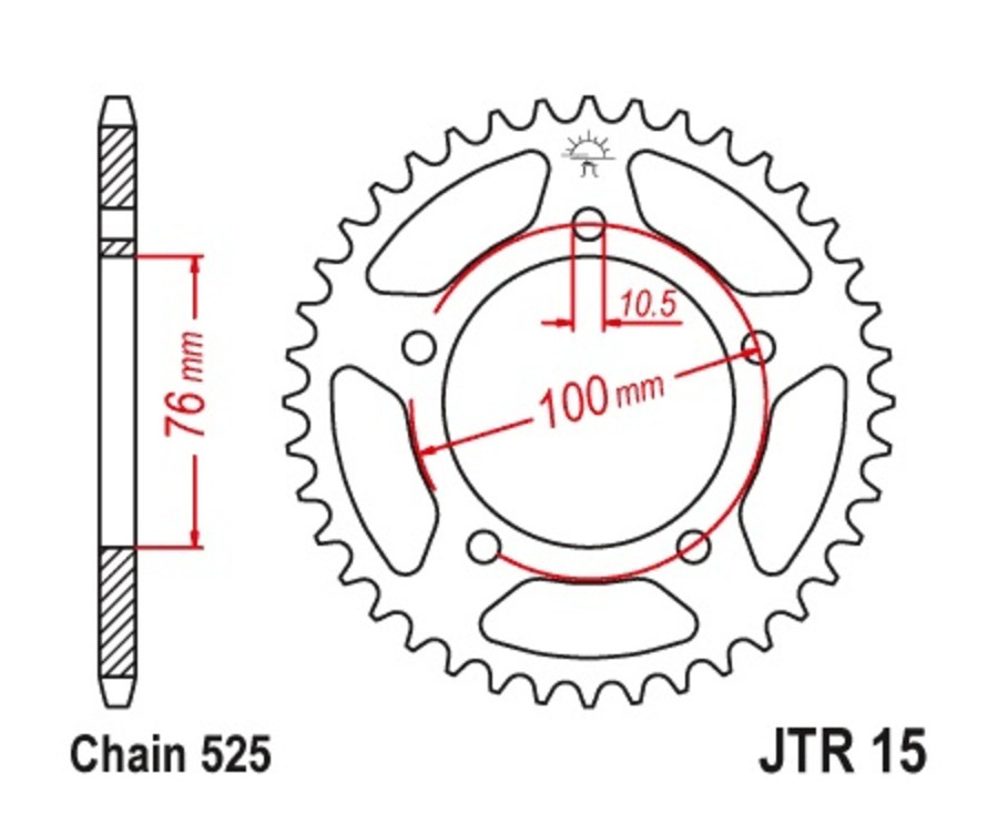 Couronne JT SPROCKETS acier standard 15 - 525 - 1074934001