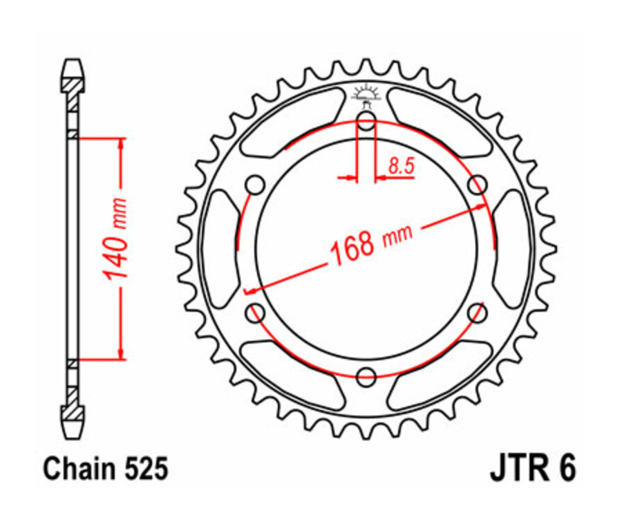 Couronne JT SPROCKETS acier standard 6 - 525 - 1075517002