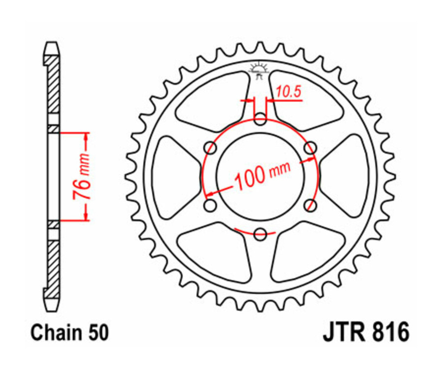 Couronne JT SPROCKETS acier standard 816 - 530 Couronne JT SPROCKETS acier standard 816 - 530