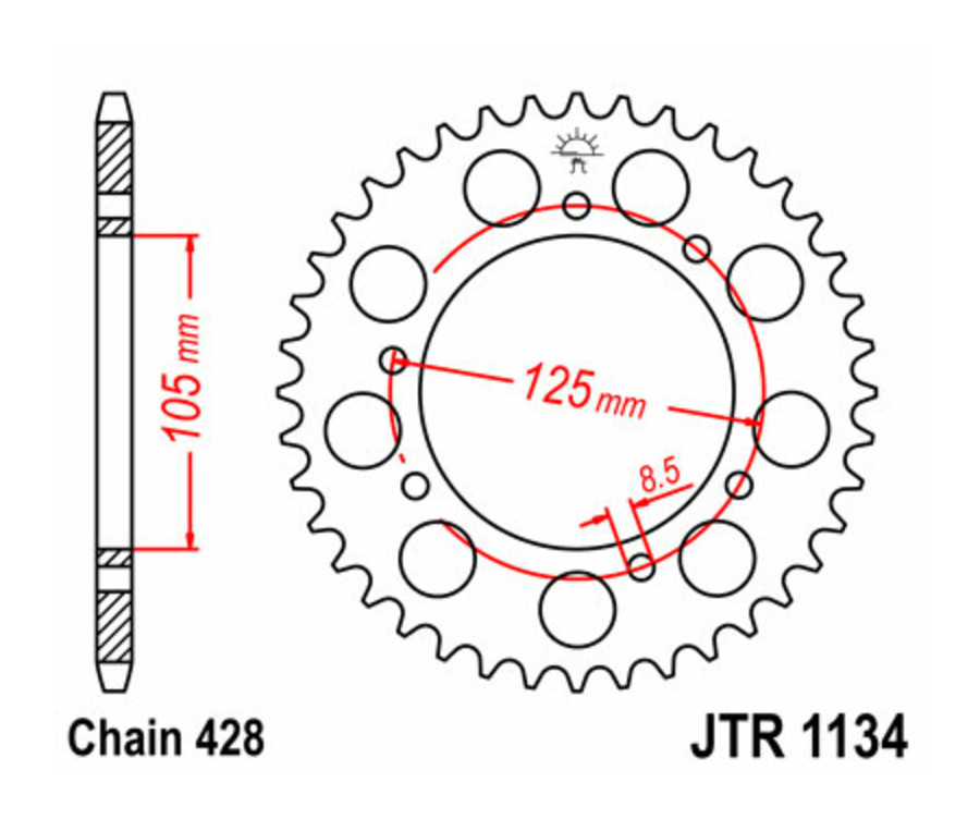 Couronne JT SPROCKETS acier standard 1134 - 428 - 1074879002