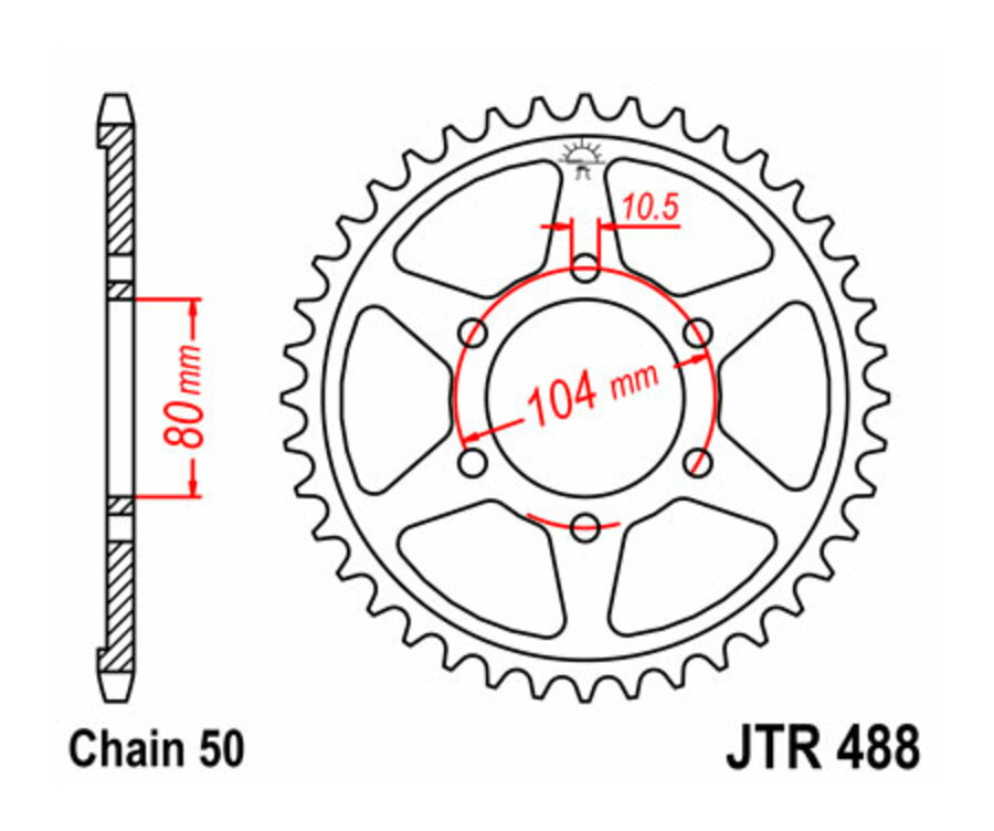 Couronne JT SPROCKETS acier standard 488 - 530 Couronne JT SPROCKETS acier standard 488 - 530