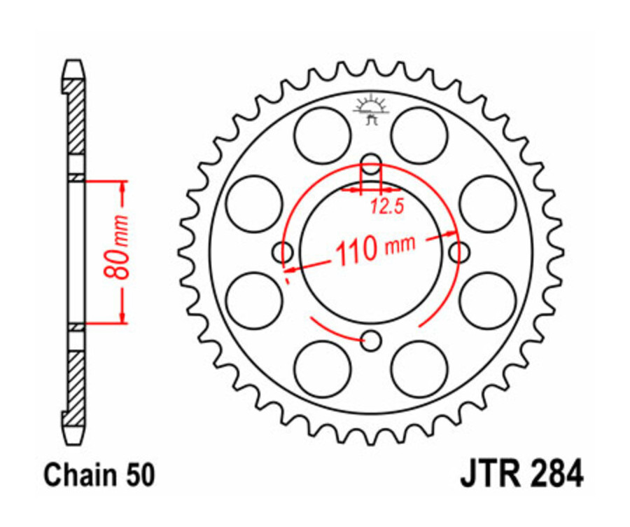 Couronne JT SPROCKETS acier standard 284 - 530 - 1075030001