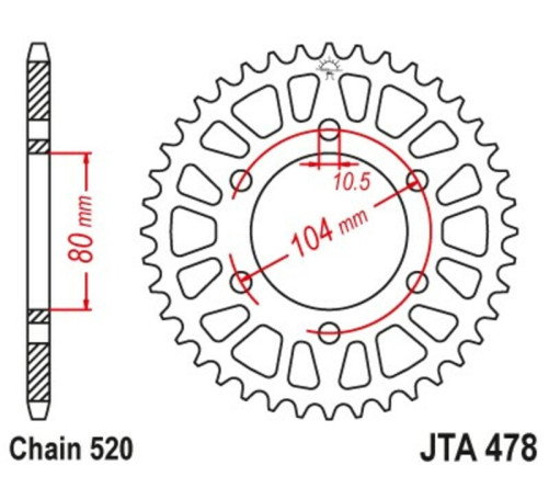 Couronne JT SPROCKETS aluminium ultra-light anti-boue 478 - 520 - 1096571003