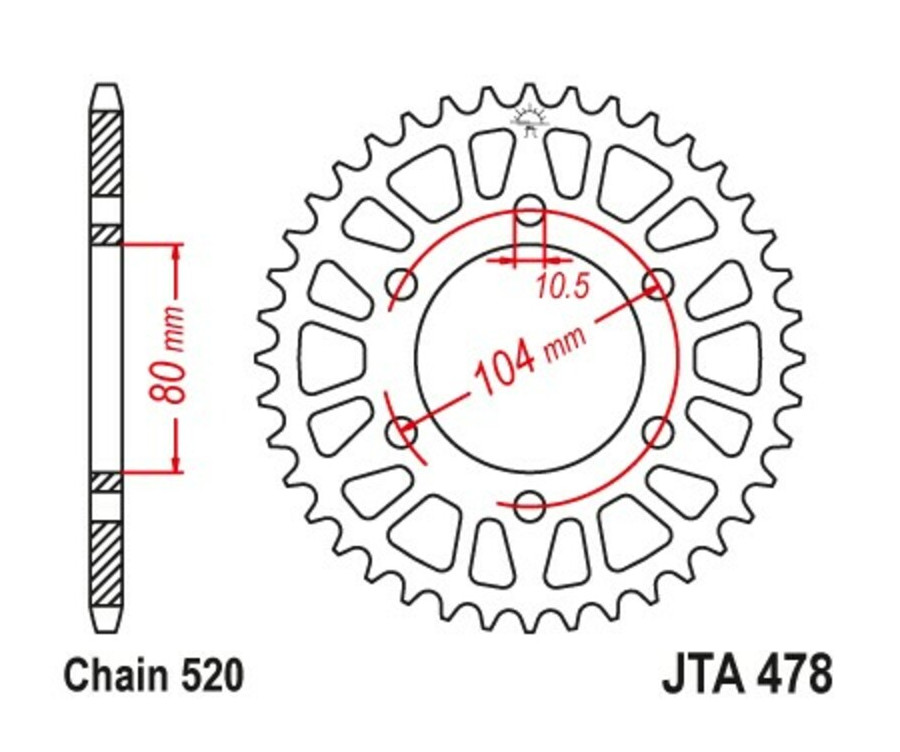 Couronne JT SPROCKETS aluminium ultra-light anti-boue 478 - 520 - 1096571003