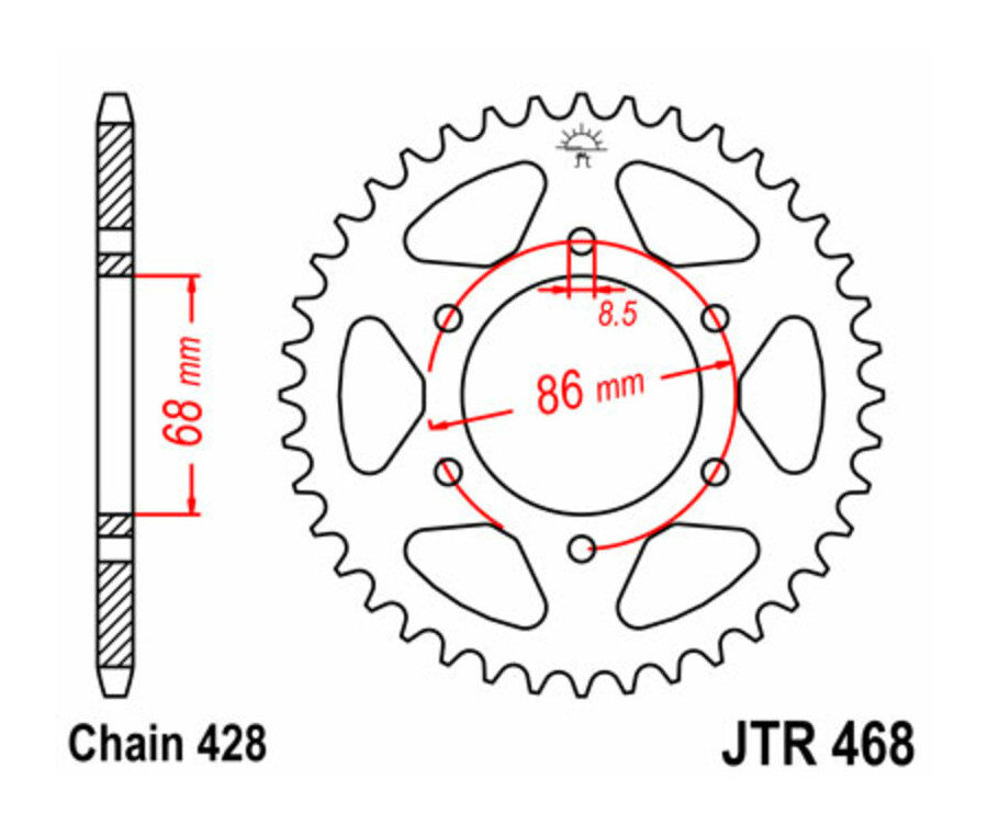 Couronne JT SPROCKETS acier standard 468 - 428 - 1075048002