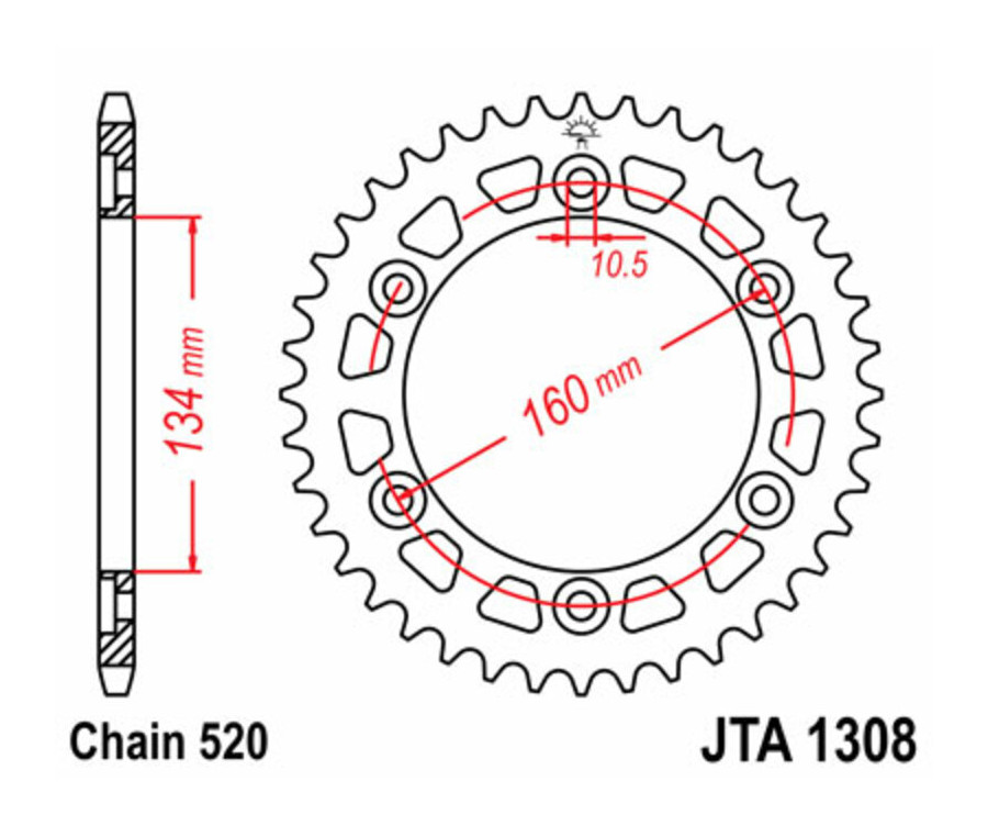 Couronne JT SPROCKETS aluminium Ultra-Light 1308 - 520 - 1074826002