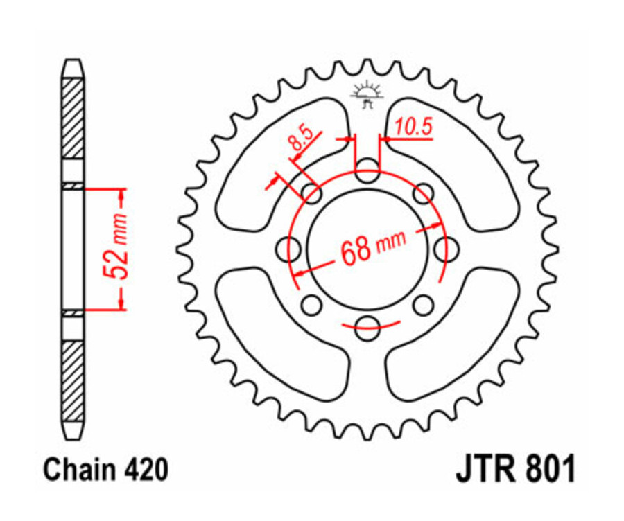 Couronne JT SPROCKETS acier standard 801 - 420 Couronne JT SPROCKETS acier standard 801 - 420