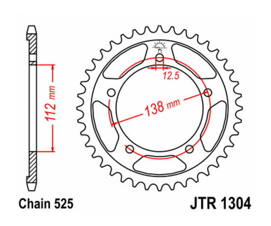 Couronne JT SPROCKETS acier standard 1304 - 525 - 1075496004